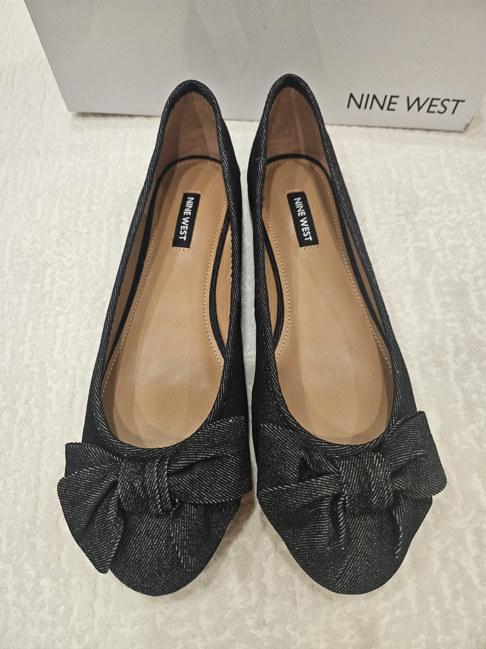Nine West Black Bow-Accent Ballet Flats